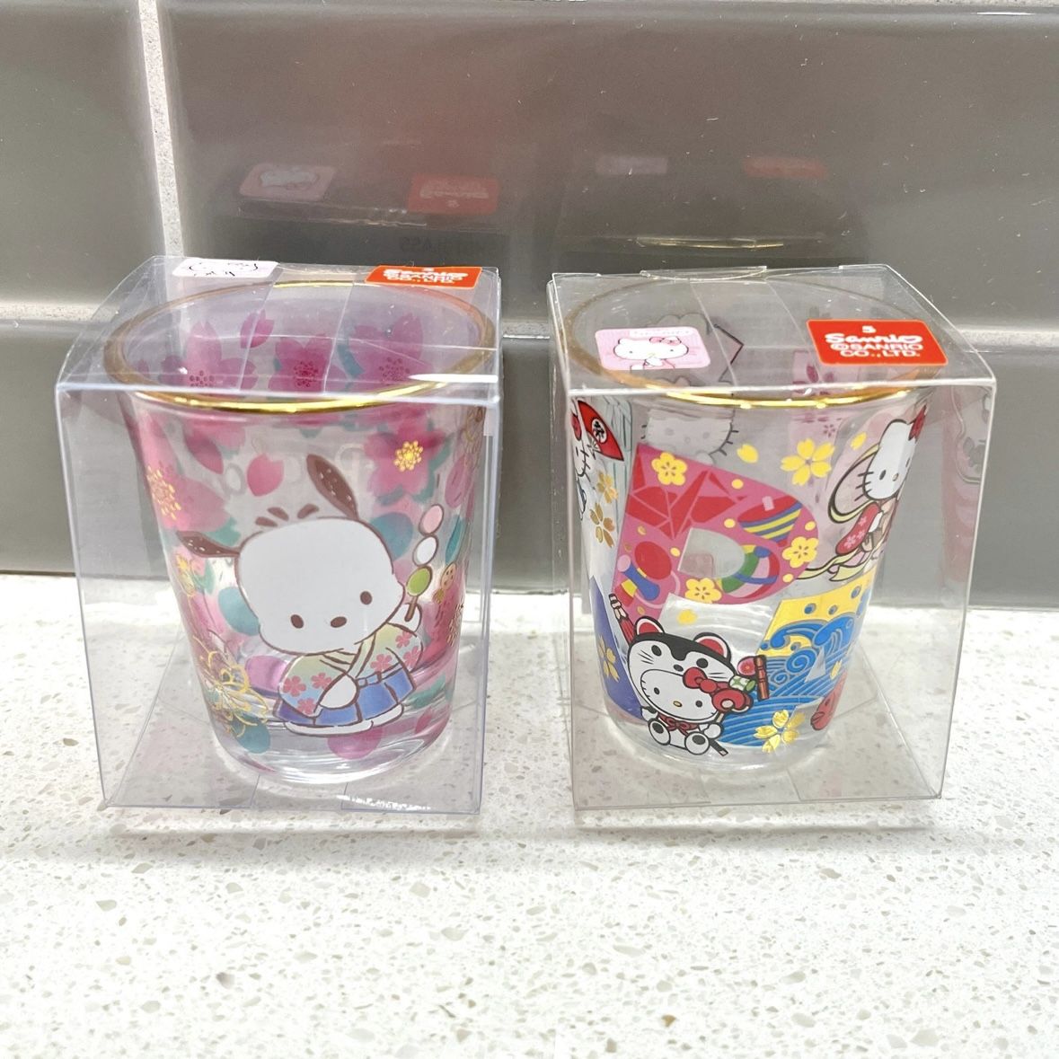 NEW Kawaii Hello Kitty & Pochacco Sanrio Tokyo Japan Shot Glasses