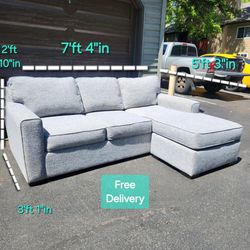 Free Delivery | Gray 2 Piece Sectional Sofa/ Couch  With Reversible Chaise 