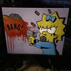 Maggie Simpson Shot Mr Burns Custom Painting 