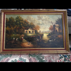 Hamd painted oil base vintage piece