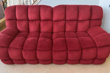 Delivery Red Loveseat And Matching Recliner Chair Set