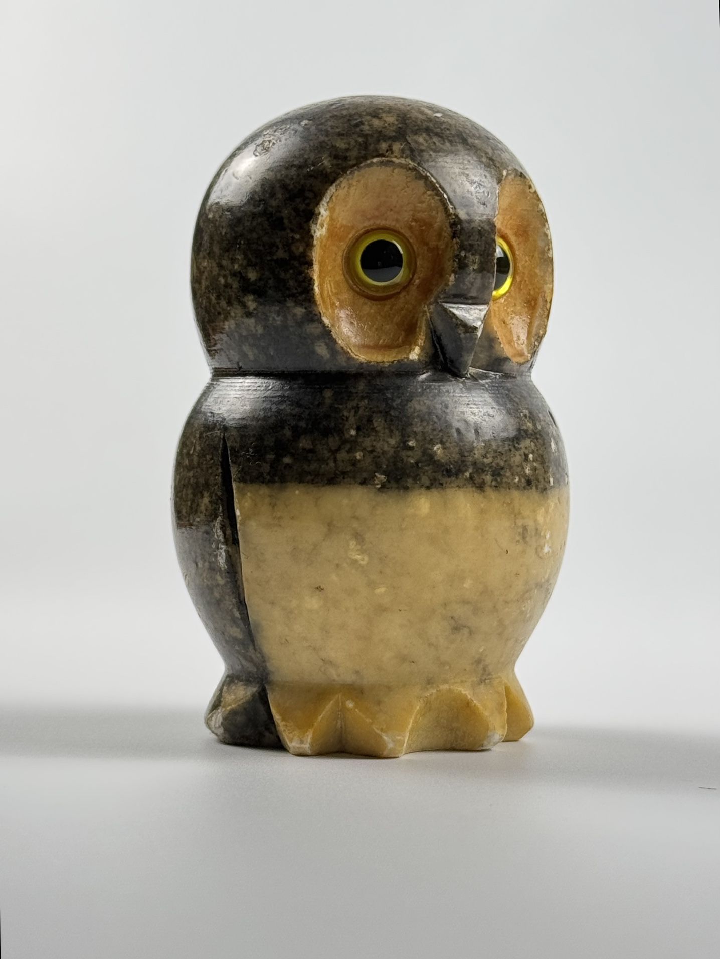 Vintage Italian Hand Carved Alabaster Stone Owl Paperweight / Figurine / Gift