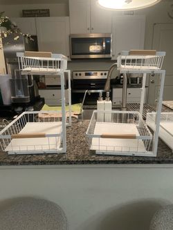 2-Tier White Wire Organizer Rack Set of 2