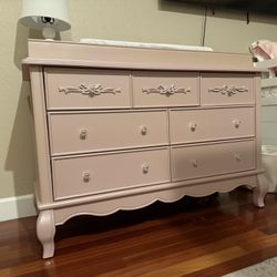 Aurora Pink 7 Drawer Dresser - Dusty rose Color  Light Pink