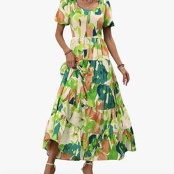 Fashion  Puff Short Sleeve Cewneck Floral size small new 