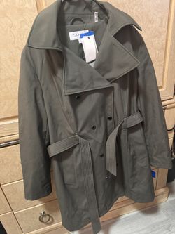 Calvin Klein Women's Green trench coat Size Large