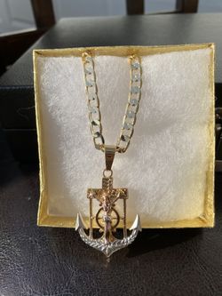 20$ Dije con Cadena Oro Laminado Santa Ana 