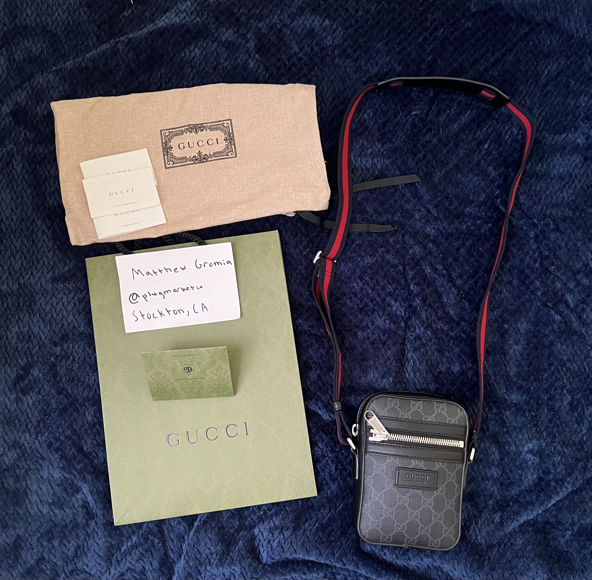 Gucci Front Zip Messager Bag GG Canvas Mini