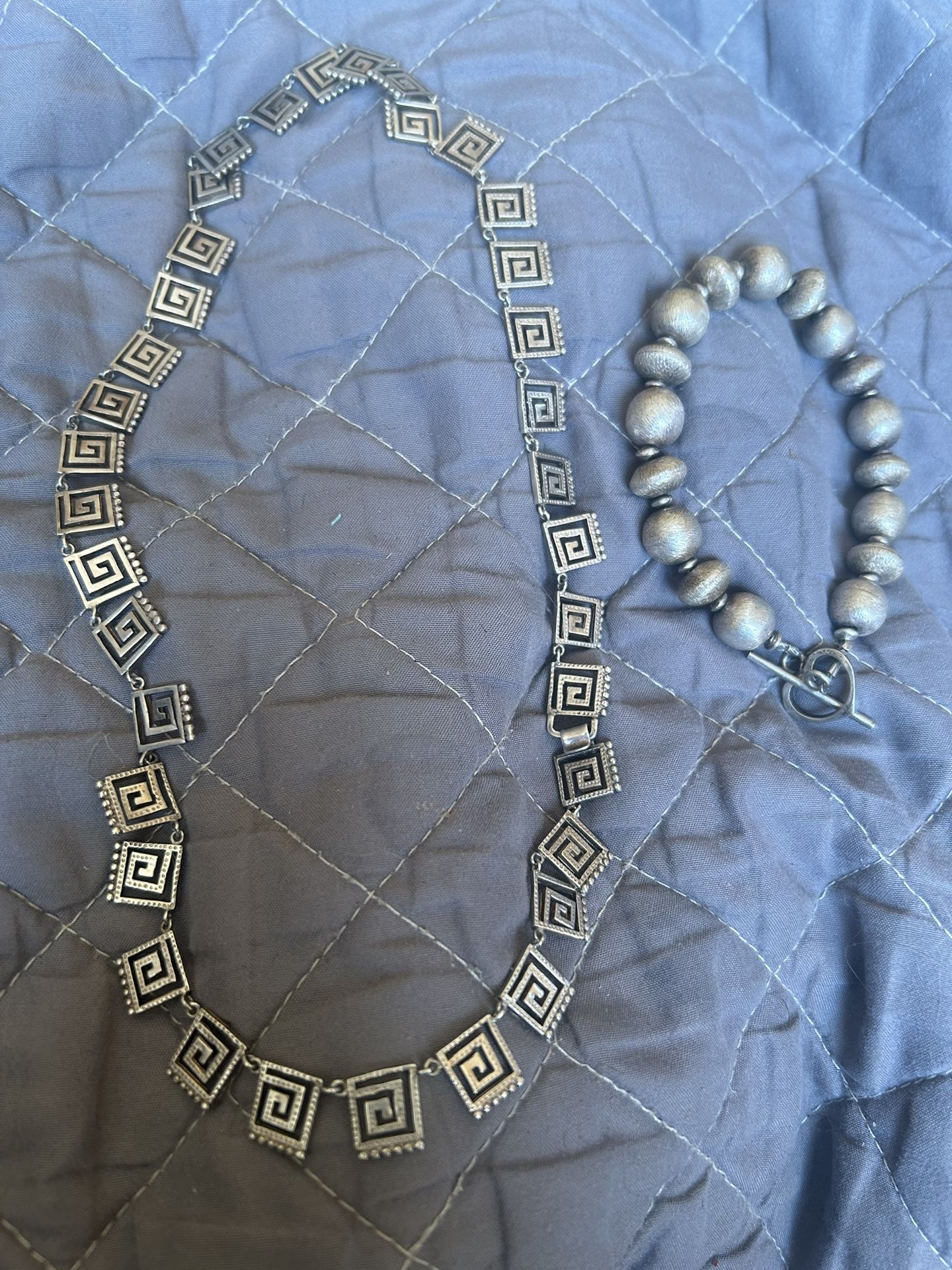 UNIQUE STERLING NECKLACE N STERLING BEADED BRACELET