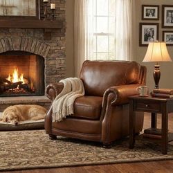 Italsofa Beige Leather Lounge Armchair