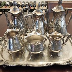 Antique RACINE 1878 Triple Plate Set with silverplate tray