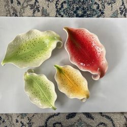 Pacific Rim Pottery Orchid Lily Flower Serving Dishes 