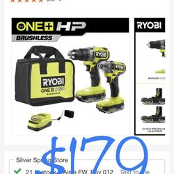 Ryobi One+ HP Brushless Cordless 1/2in Drill/Driver And Impact Driver Kit