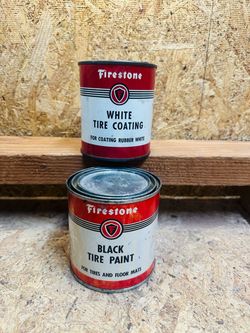Vintage Firestone Black & White Tire Paint Cans lot of 2