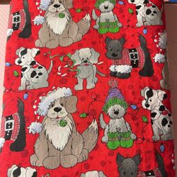 Fa-7 Christmas Red Dog Fabric