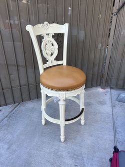 Frontgate Promenade Leather Barstool BAR HEIGHT 31" Stool Counter Chair white ONE