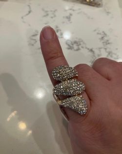 Gold Toned and Rhinestone Gauntlet Ring