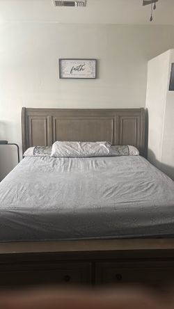 Cal king bed frame and dresser with mirror
