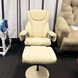 Faux Leather Vibrating Recliner Chair With Ottoman