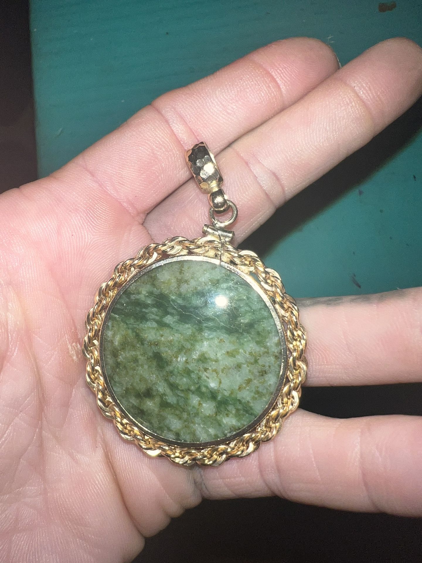14k Gold filled jade pendant