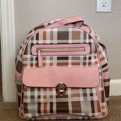 new women backpack spacious pink and brown