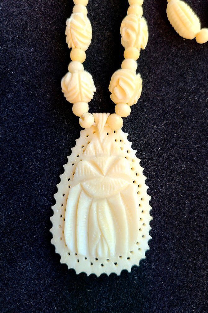 Antique Bone Carved Beaded Necklaces
