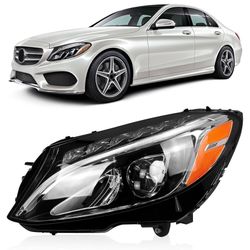 LED Headlight Assembly Fit for 2015-2018 Mercedes Benz C-Class W205 C300 C180 C200 C250 C43 C63 C350E, Front Headlight Headlamp w/LED DRL Projector Re