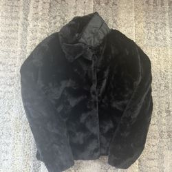Girls Faux Fur Black jacket size L (New)