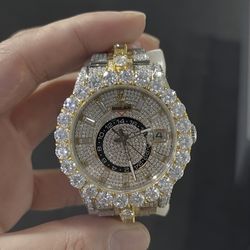 VVS1 Moissanite Iced Out Yacht-Master Bustdown  Watch D Color Stones | Box + Papers 