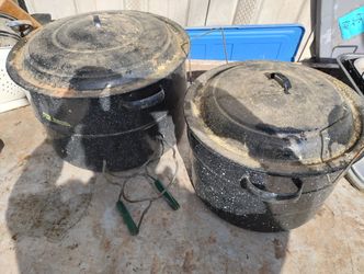 2 New Canning Pots: One Large, one Medium Size 
