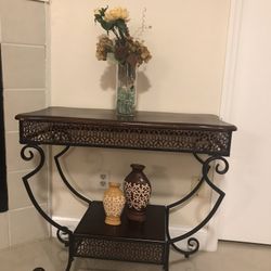 Wood And Metal Console Table 