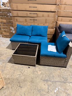 3 pieces patio sofa with coffee table(