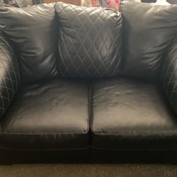 Black Quilted Leather Couch