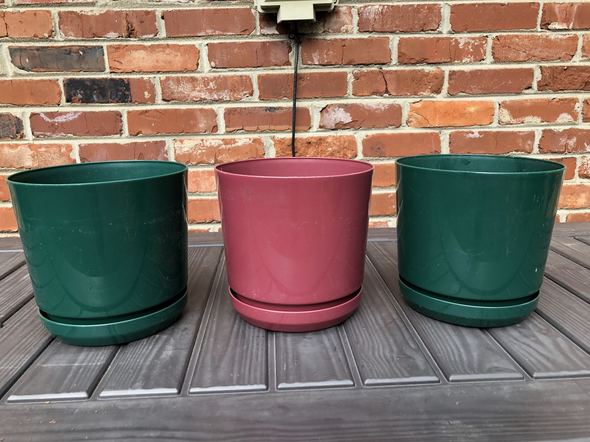 3 New Plastic Resin Flower Pots/Planters 8”H x 8” Diameter Duraco Made in USA