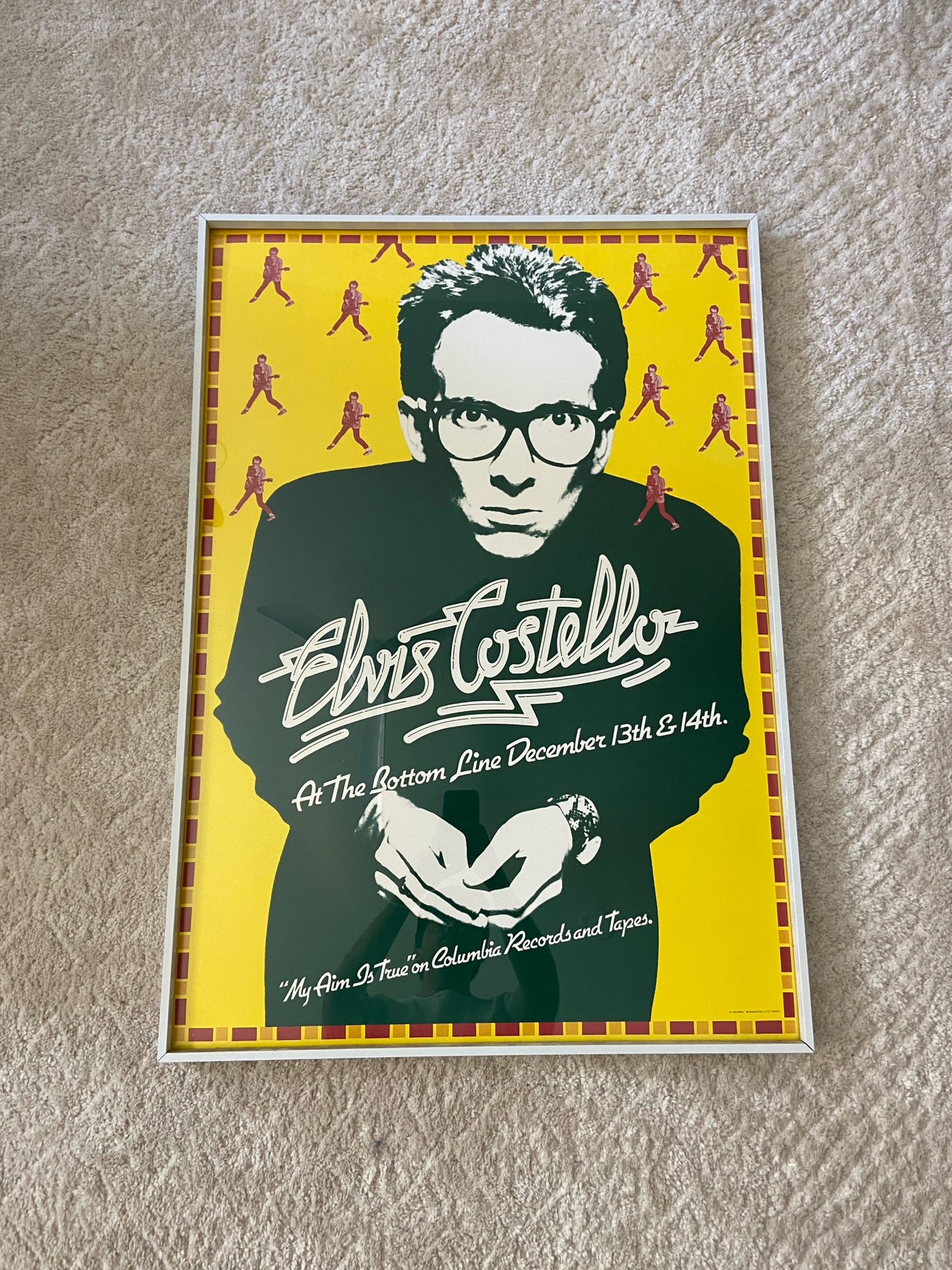 Elvis Costello 1977 Live My Aim Is True Poster 24” X 36” Framed