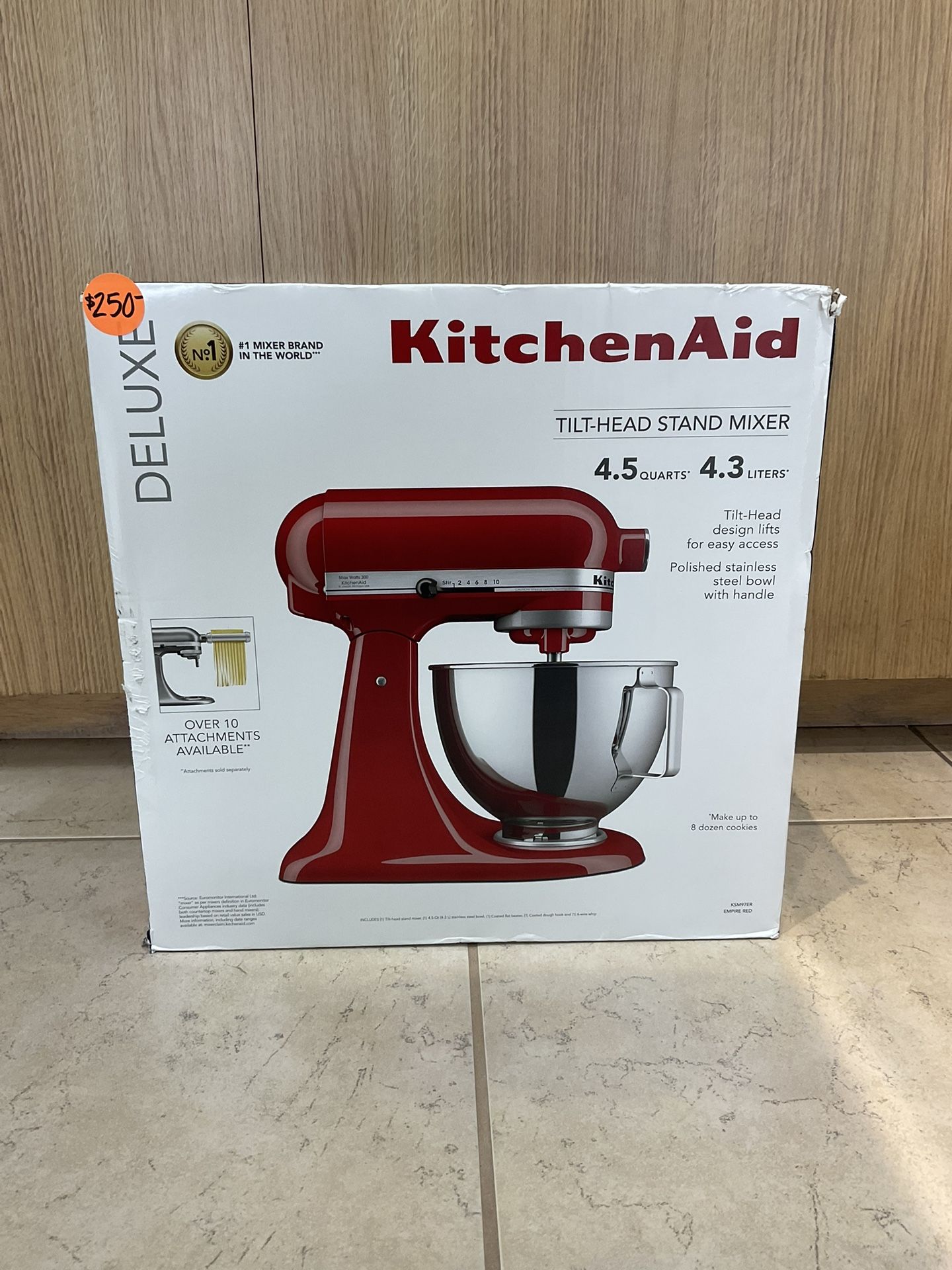 KITCHENAID DELUXE TILT-HEAD STAND MIXER 4.5 QUARTS KSP97ER EMPIRE RED