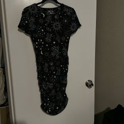 Boundaries, Short Sleeve Maxi Dress, Black & White , Medium 7-9 