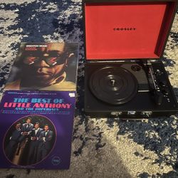 Crosley Record Player With 2 Vinyl Records Oogum Boogum by Brenton Wood and The Best of Little Anthony and The Imperials