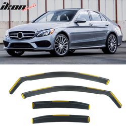 Fits 2015-2021 Benz W205 C Class Sedan In-Channel Window Visors Rain Deflectors PC