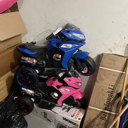 Kids Blue And Pink Electric Motor Bike