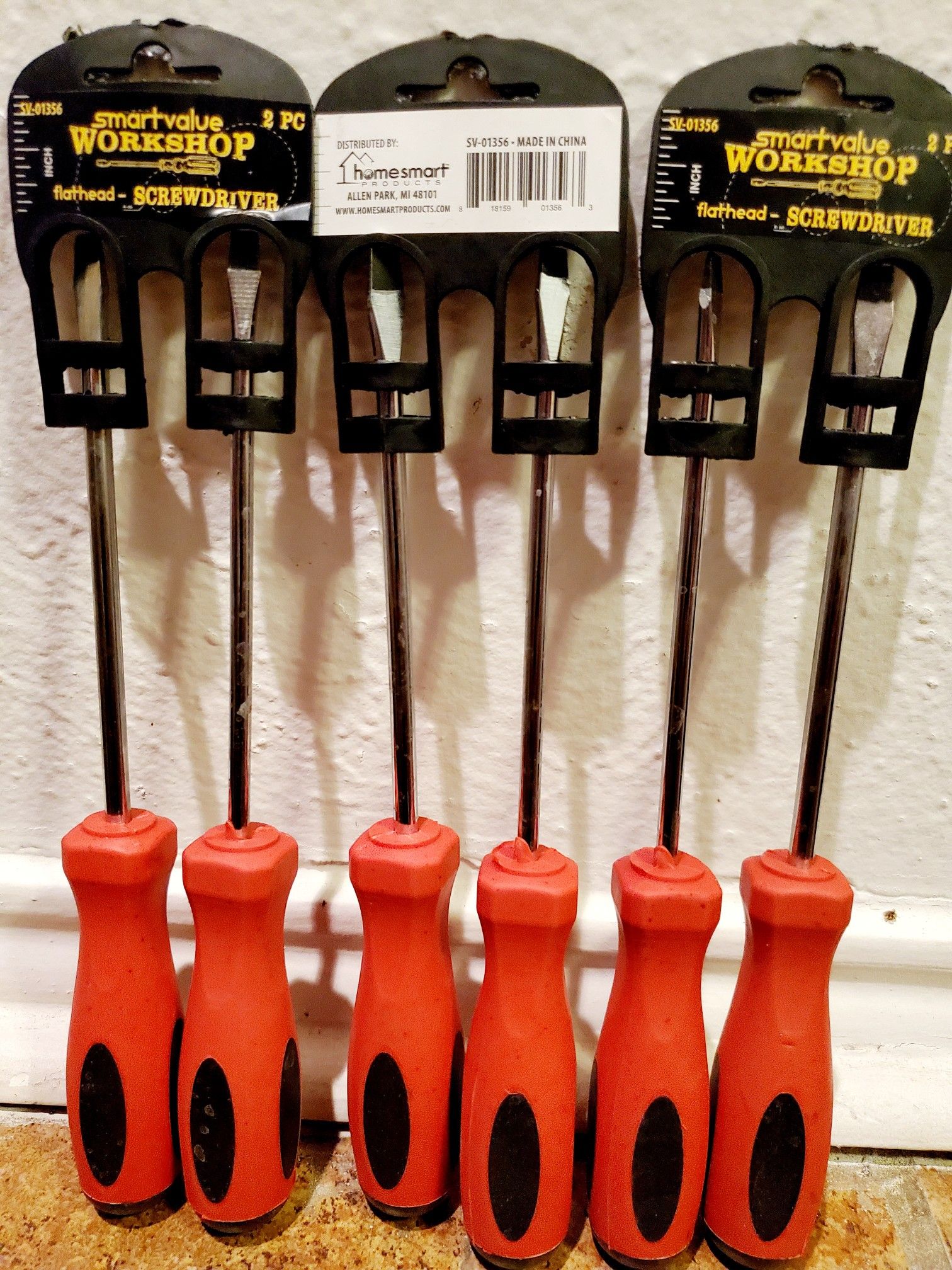 NEW SmartValue Workshop 2 Piece Flat Head Screwdriver Set
