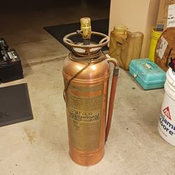 Antique Fire Extinguisher Lamp Cord Runs Through Nozzle Just Need Shade