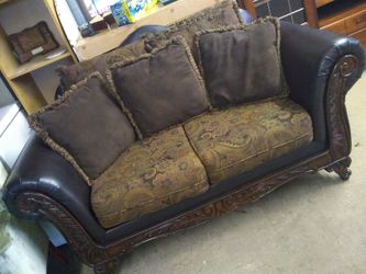 Brown loveseat