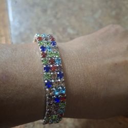 Multicolor Rhinestone Stretchable Bracelet 