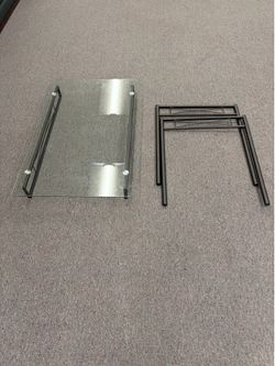 Modern Glass Coffee Table Black Metal Frame Rectangular (Missing Screws)