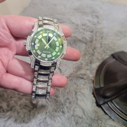 Men's Bulova Crystal Accent Watch with Black Dial (Model: 96B176)