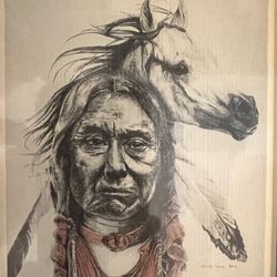 “Indian Duo” Hand Signed Print By Marita Parisi Art Named “The Warriors” And “Ancient One”