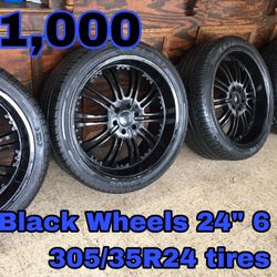 Black 24in Wheels W/ Tires 