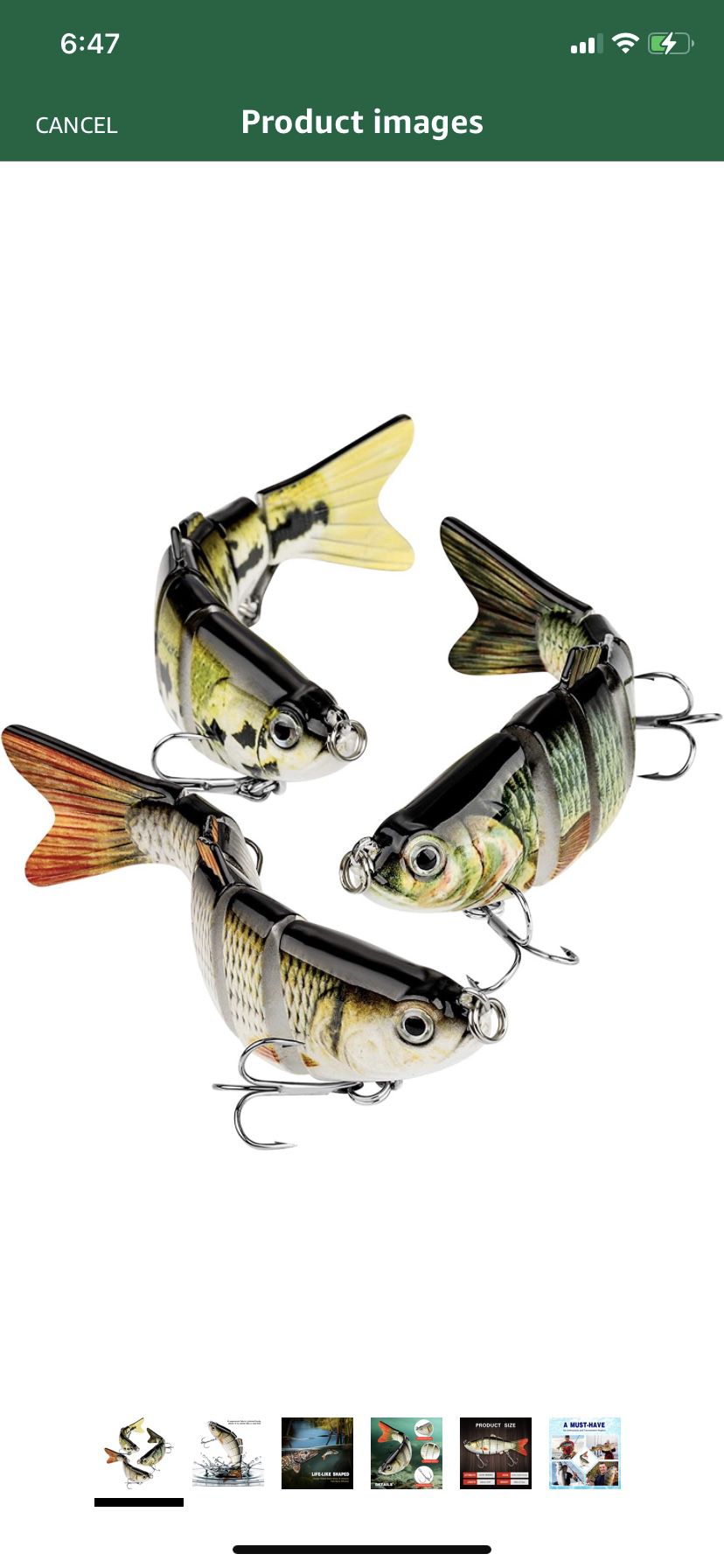 3 Pack Life-like Realistic Fishing Lures Freshwater Fish Bass Trout Crappie Muskie Tackle Segmented