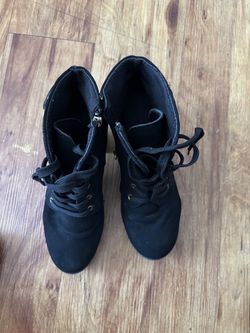 Black Suede Lace-Up Ankle Boots
